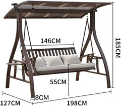 Patio Swing Porch Hang Club Bench Chair, Outdoor Swing Chairs with Canopy and Cushions, Garden Swing Lazy Daze Hammocks Swing Bench Suitable for Patio, Balcony