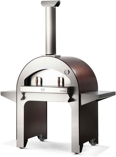 ALFA FX4PIZ-LRAM 4 Pizze Outdoor Stainless Steel Wood Fired Pizza Oven, Red