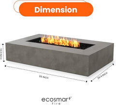 Eco Smart | Wharf 65 Fire Pit Table | Natural Color | Stainless Steel Gas Burner | Elegant Curved Design with Versatile Wide Lip | Complements Any Decor and Setting