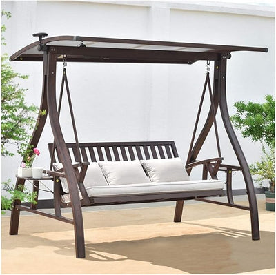 Patio Swing Porch Hang Club Bench Chair, Outdoor Swing Chairs with Canopy and Cushions, Garden Swing Lazy Daze Hammocks Swing Bench Suitable for Patio, Balcony