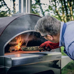 ALFA FX4PIZ-LRAM 4 Pizze Outdoor Stainless Steel Wood Fired Pizza Oven, Red