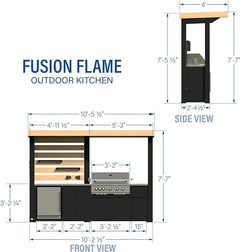 Backyard Discovery Fusion Flame Outdoor Kitchen, with 38 inch 5-burner grill with sear zone plus infrared rotisserie burner and outdoor rated refrigerator