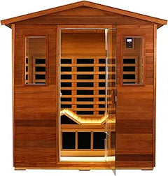 3 Person Sauna Outdoor Sauna Far Infrared Saunas Low EMF Infrared Sauna for Home 1950W Indoor Sauna Mahogany Wooden Sauna Spa with Beauty Red Light, Foldable Seat, Headrest, Bluetooth