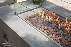 Elementi Andes Propane Gas Fire Pit Table Bundle Cast Concrete with Concealed pullout Propane Tank Storage Drawer | Electronic Ignition | Canvas Cover, Lava Rock Included | Light Gray (Propane Gas)