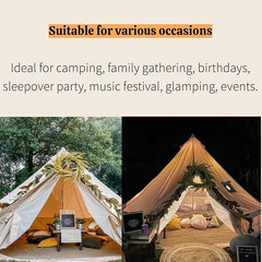 GeRRiT 4-Season Waterproof Cotton Canvas Bell Tent,Outdoor Cotton Tent, Wall Yurt Tent with Stove Hole, for Outdoor Camping Hunting Hiking Festival Party