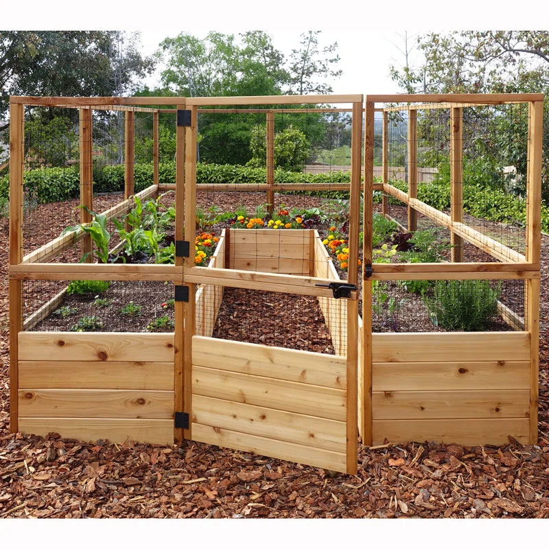 8 ft. w x 8 ft. D Cedar Garden in a Box with Deer Fence