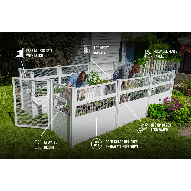 8 ft x 12 ft Keyhole Composting Vinyl Raised Garden Bed