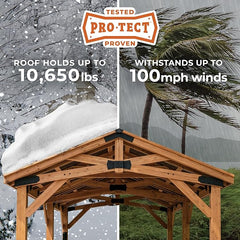 Backyard Discovery Norwood 16 ft. x 12 ft. Cedar Wood Gazebo,Thermal Insulated Steel Roof, Durable, Supports Snow Loads and Wind Speed, Rot Resistant, Backyard, Deck, Garden, Patio Light Brown